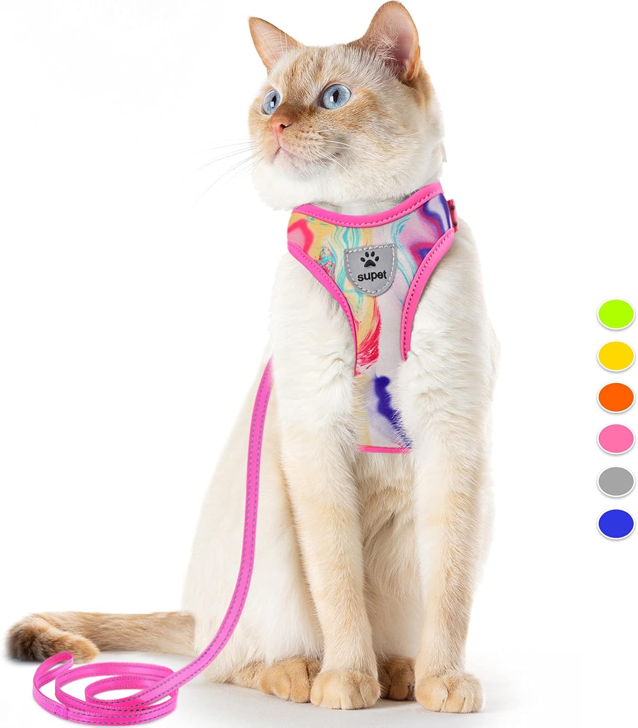 Cat Harness and Leash Escape Proof, Adjustable Breathable Cat Vest Harness with Reflective Trim, Cat Leash and Harness Set for Large Small Cats Kittens Puppies