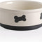 Ceramic Dog Bowls with Bone Pattern, Dog Food Dish for Large Dogs, Porcelain Pet Bowl for Water 70 Fl Oz (Gray)