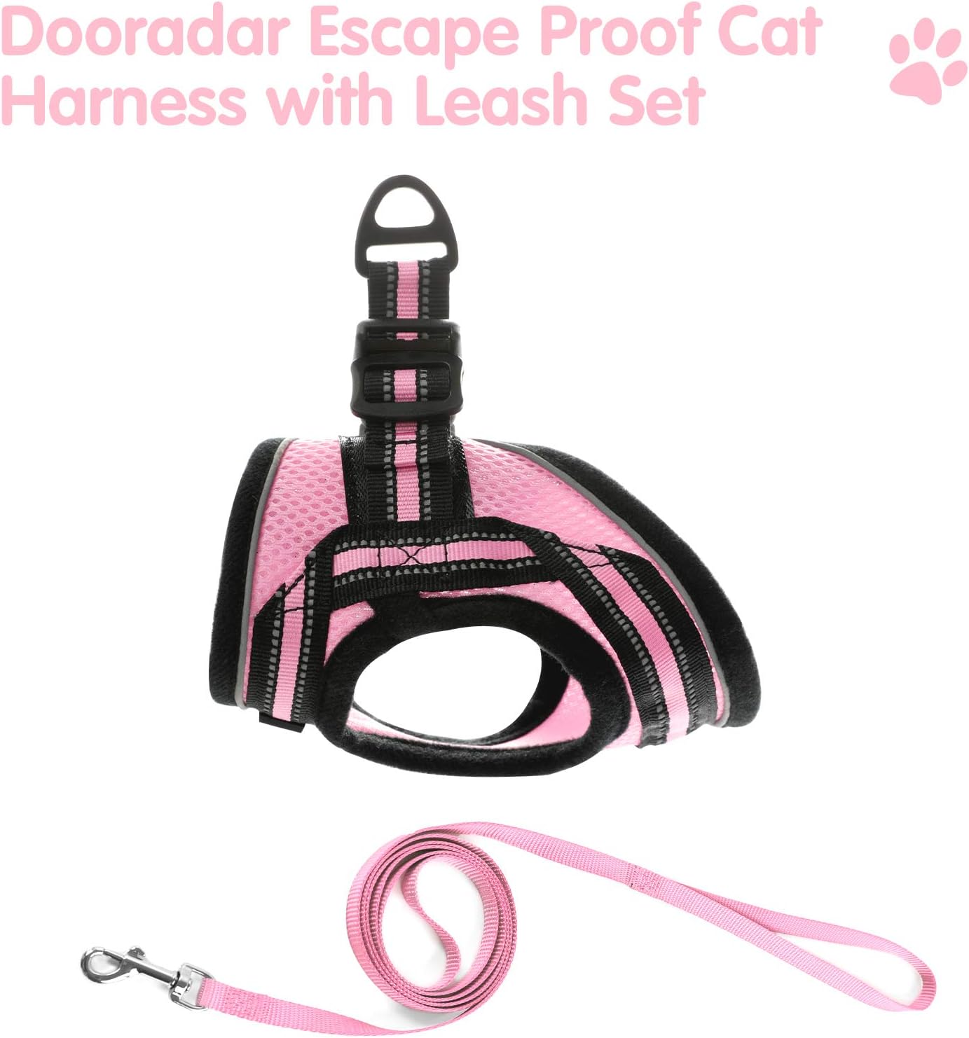 Cat Harness and Leash, Adjustable Step-In Escape Proof Kitten Harness with Reflective Strip, Soft Breathable Air Mesh Vest for Small Medium Cats, Easy Control Cat Jacket for Walking Training