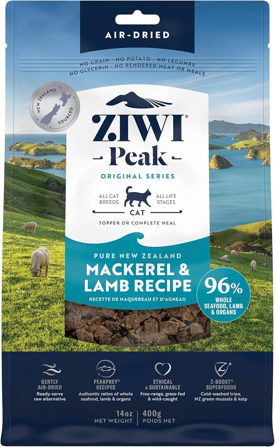 Peak Air-Dried Cat Food – Beef - All Natural, High Protein, Grain Free, Limited Ingredient W/ Superfoods (14Oz)