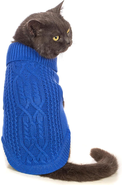 Cat Sweater 16 Color Turtleneck Knitted Sleeveless Dog Sweater Warm Winter Kitten Clothes Outfits for Cats or Small Dogs in Cold Season(Medium, Olive Green)