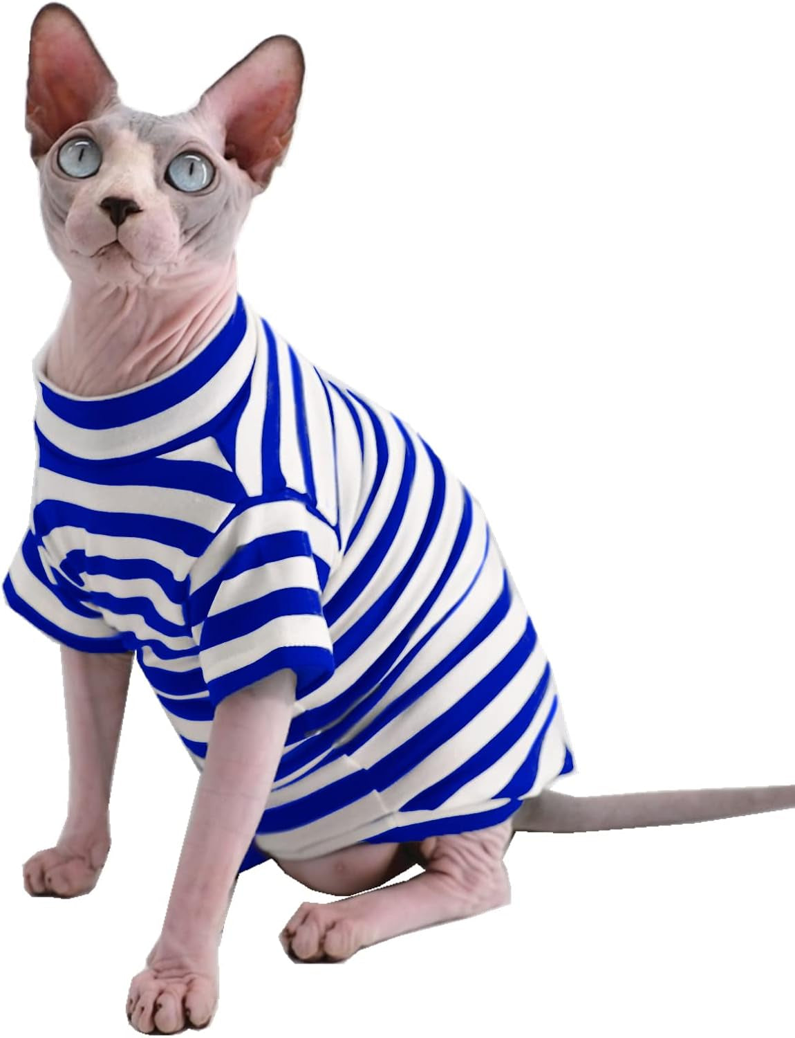 Sphynx Hairless Cat Red Stripe Breathable Summer Cotton T-Shirts Pet Clothes,Round Collar Vest Kitten Shirts Sleeveless, Cats & Small Dogs Apparel (XL (8.8-11 Lbs), Red Stripes)