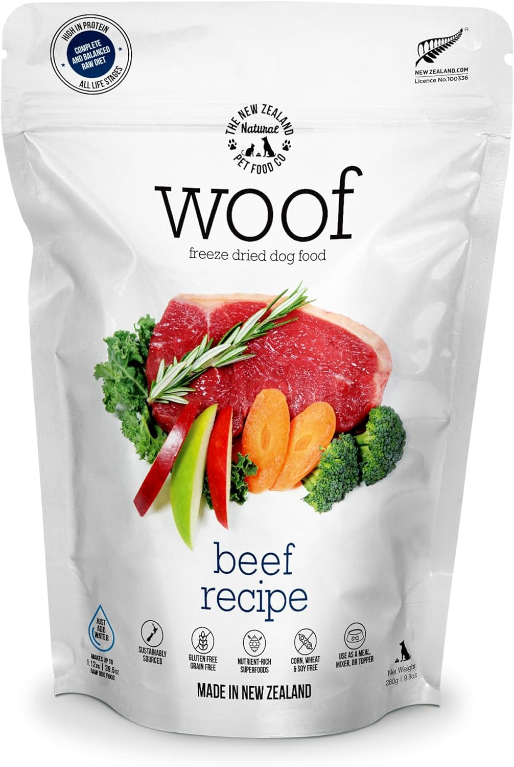 WOOF Freeze Dried Dog Food - Wild Brushtail Recipe, High Protein Dog Treats, Dog Food Toppers & Meals, 2.2 Lb