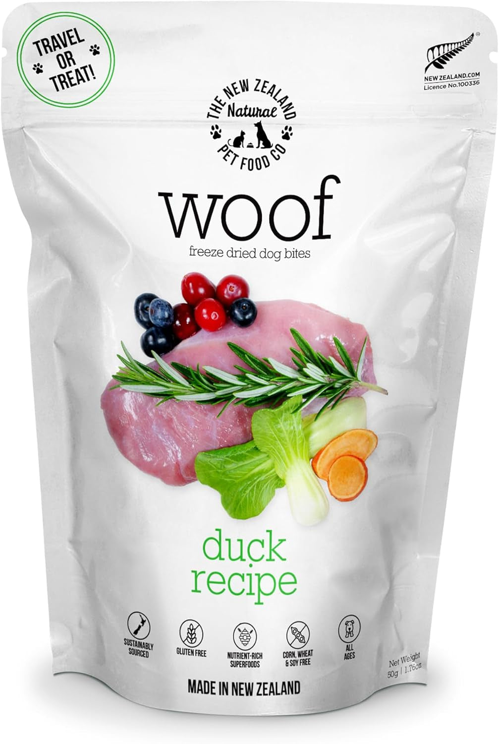 WOOF Freeze Dried Dog Food - Wild Brushtail Recipe, High Protein Dog Treats, Dog Food Toppers & Meals, 2.2 Lb