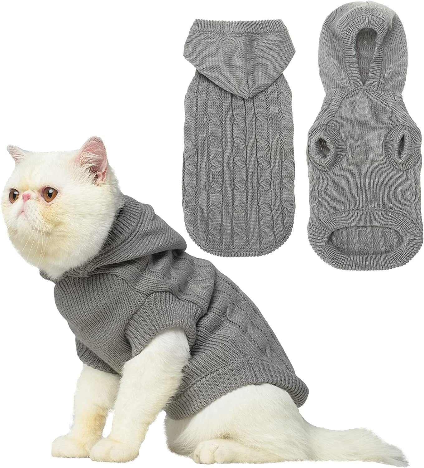 Winter Dog or Cat Sweater Coat - Soft Cold Weather Clothes Knitwear for Kitties & Small Dogs Indoor Outdoor Walking Warm, Knitted Classic for Doggies Kitties Girls Boys, Cream M