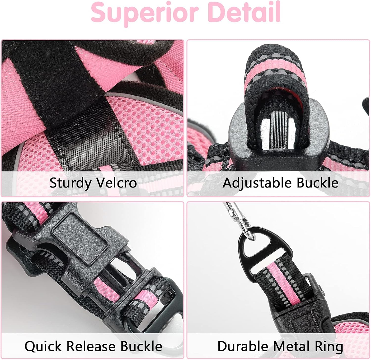 Cat Harness and Leash, Adjustable Step-In Escape Proof Kitten Harness with Reflective Strip, Soft Breathable Air Mesh Vest for Small Medium Cats, Easy Control Cat Jacket for Walking Training