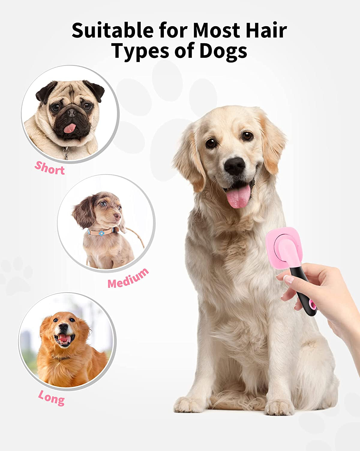 Dog Brush & Cat Brush- Slicker Pet Grooming Brush- Shedding Grooming Tools(Pink)