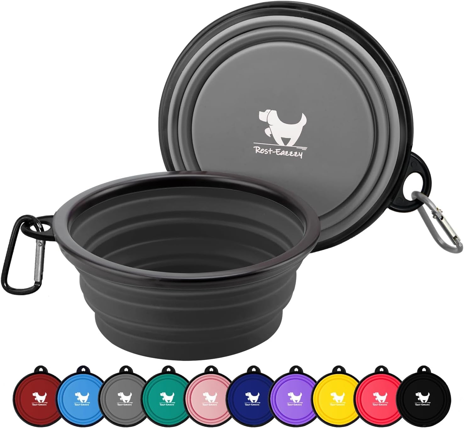 Collapsible Dog Bowls for Travel, 2-Pack Dog Portable Water Bowl for Dogs Cats Pet Foldable Feeding Watering Dish for Traveling Camping Walking with 2 Carabiners, BPA Free