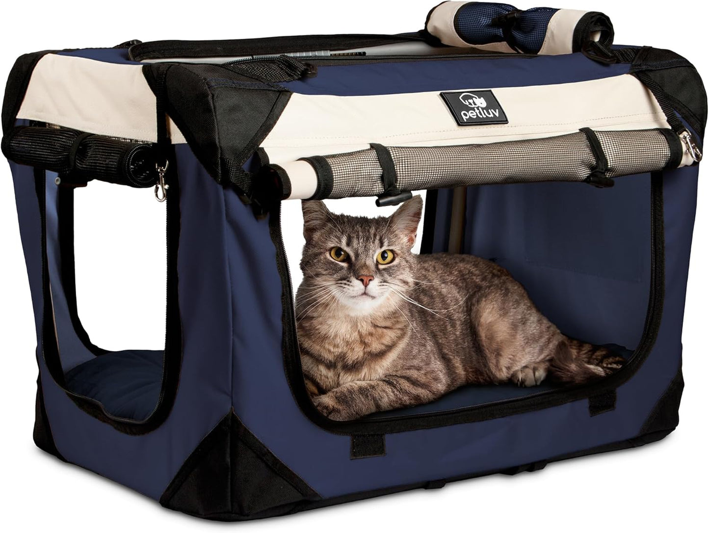 Large Cat Carrier & Dog Carrier for 2 Cats or Medium Dog. Soft Sided Pet Carrier for Travel. Collapsible, Portable Cat Bag with Soft Bed, Top & Side Loading, Locking Zippers, Puppy Crate & Cat Kennel