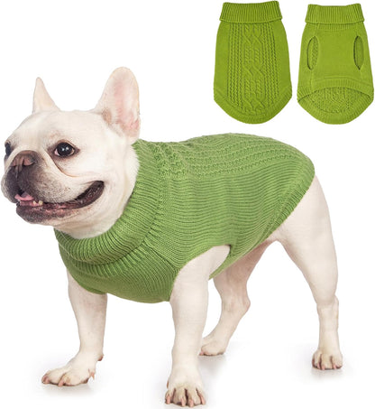 Cat Sweater 16 Color Turtleneck Knitted Sleeveless Dog Sweater Warm Winter Kitten Clothes Outfits for Cats or Small Dogs in Cold Season(Medium, Olive Green)