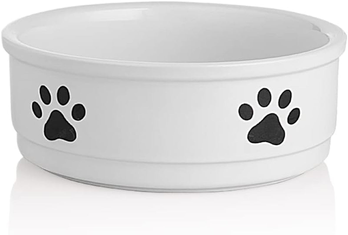 Ceramic Dog Bowls with Bone Pattern, Dog Food Dish for Large Dogs, Porcelain Pet Bowl for Water 70 Fl Oz (Gray)