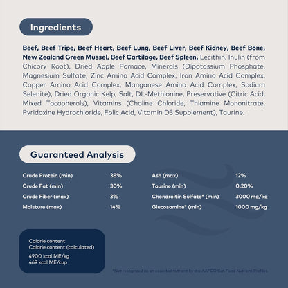 Peak Air-Dried Cat Food – Beef - All Natural, High Protein, Grain Free, Limited Ingredient W/ Superfoods (14Oz)