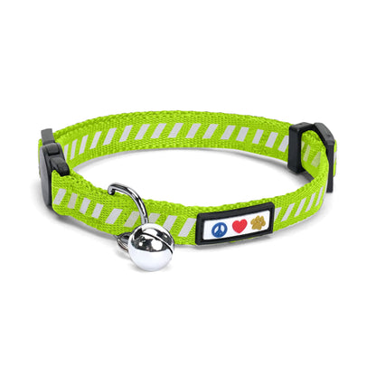 Reflective Cat Collar with Safety Buckle and Removable Bell Cat Collar Kitten Collar Green Cat Collar