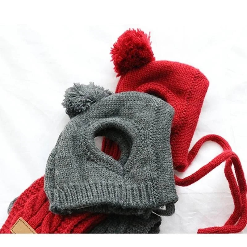 Cozy Winter Knitted Hat & Scarf Set for Dogs - Stylish and Warm Christmas Costume for Your Furry Friend