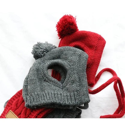 Cozy Winter Knitted Hat & Scarf Set for Dogs - Stylish and Warm Christmas Costume for Your Furry Friend