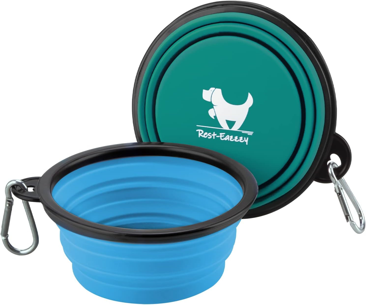 Collapsible Dog Bowls for Travel, 2-Pack Dog Portable Water Bowl for Dogs Cats Pet Foldable Feeding Watering Dish for Traveling Camping Walking with 2 Carabiners, BPA Free