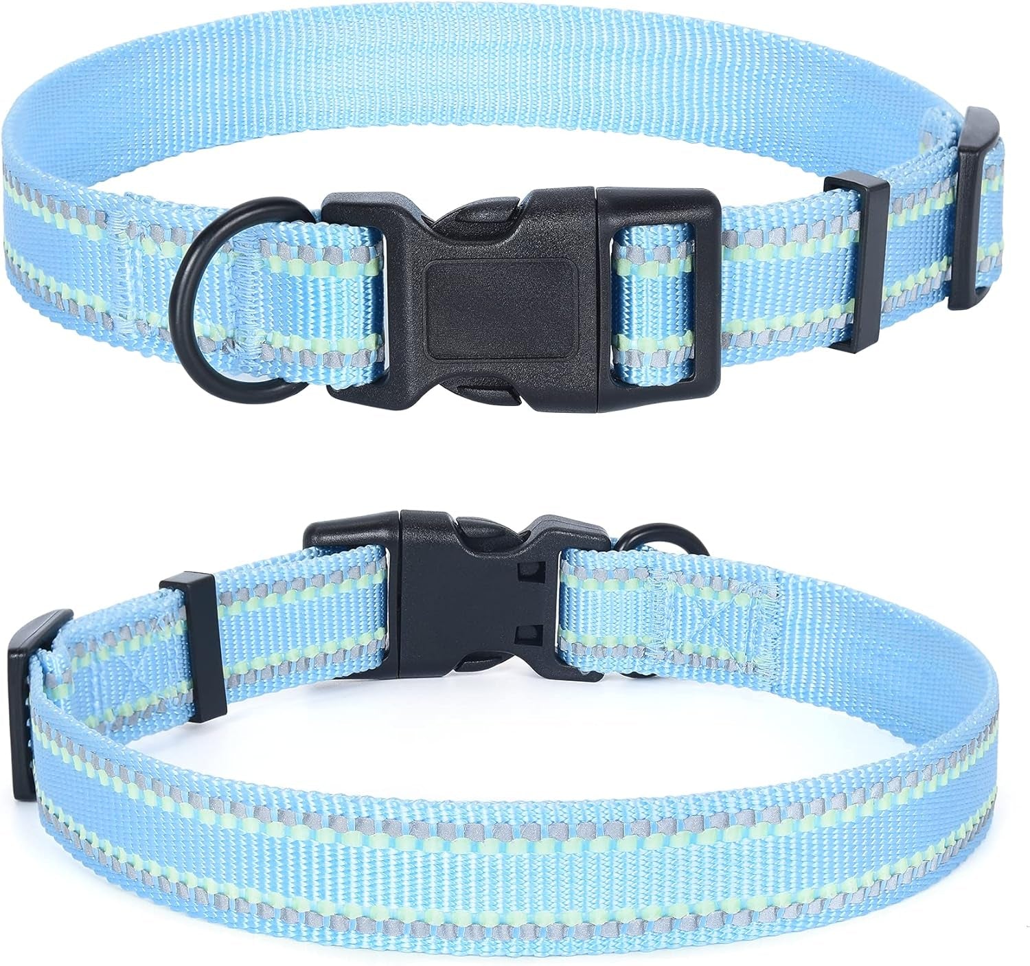 | Nylon Night Light Glow Collar for Medium Dogs | Reflective Band Cat Collar | Fluorescence Self-Luminescence Strap Puppy Collar | Safe Night Walk Collars for Dogs (Lime, S)