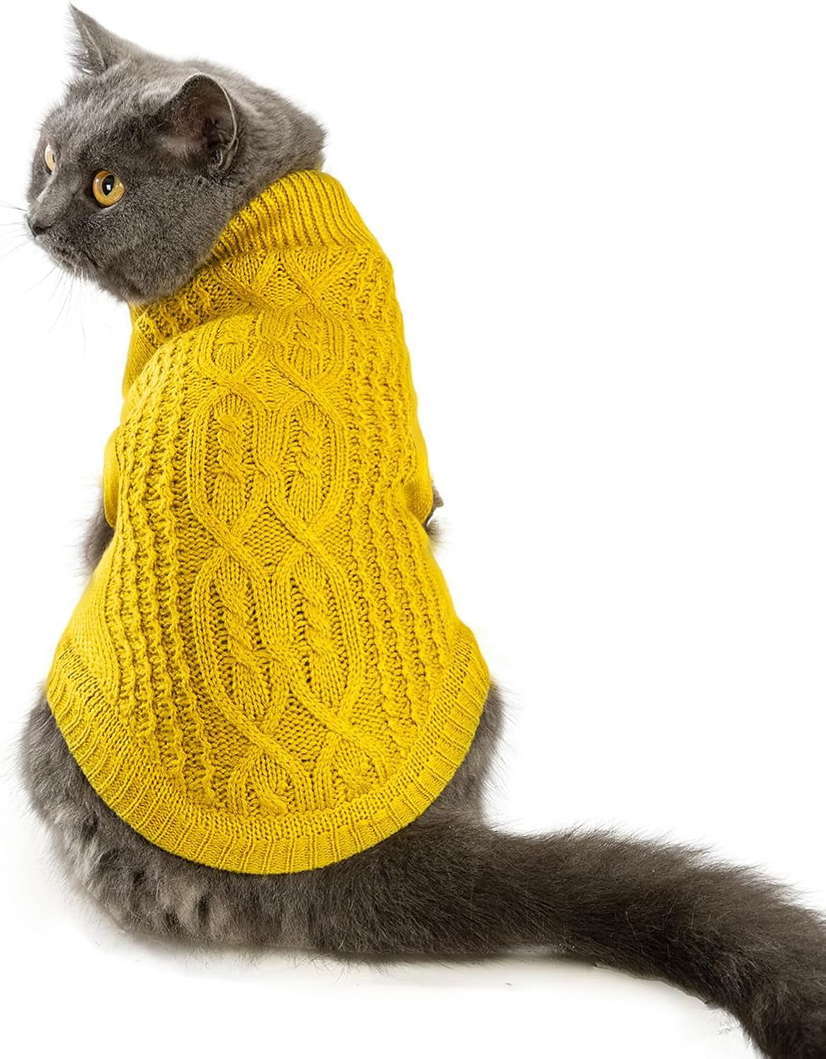 Cat Sweater 16 Color Turtleneck Knitted Sleeveless Dog Sweater Warm Winter Kitten Clothes Outfits for Cats or Small Dogs in Cold Season(Medium, Olive Green)