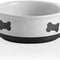 Ceramic Dog Bowls with Bone Pattern, Dog Food Dish for Large Dogs, Porcelain Pet Bowl for Water 70 Fl Oz (Gray)