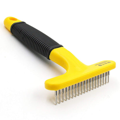 Dog Dematting Comb Rake – Undercoat Mat Brush - Knot Out for Dogs, Cats, Rabbits, Any Long Haired Breed Pets - Undercoat Rake Design