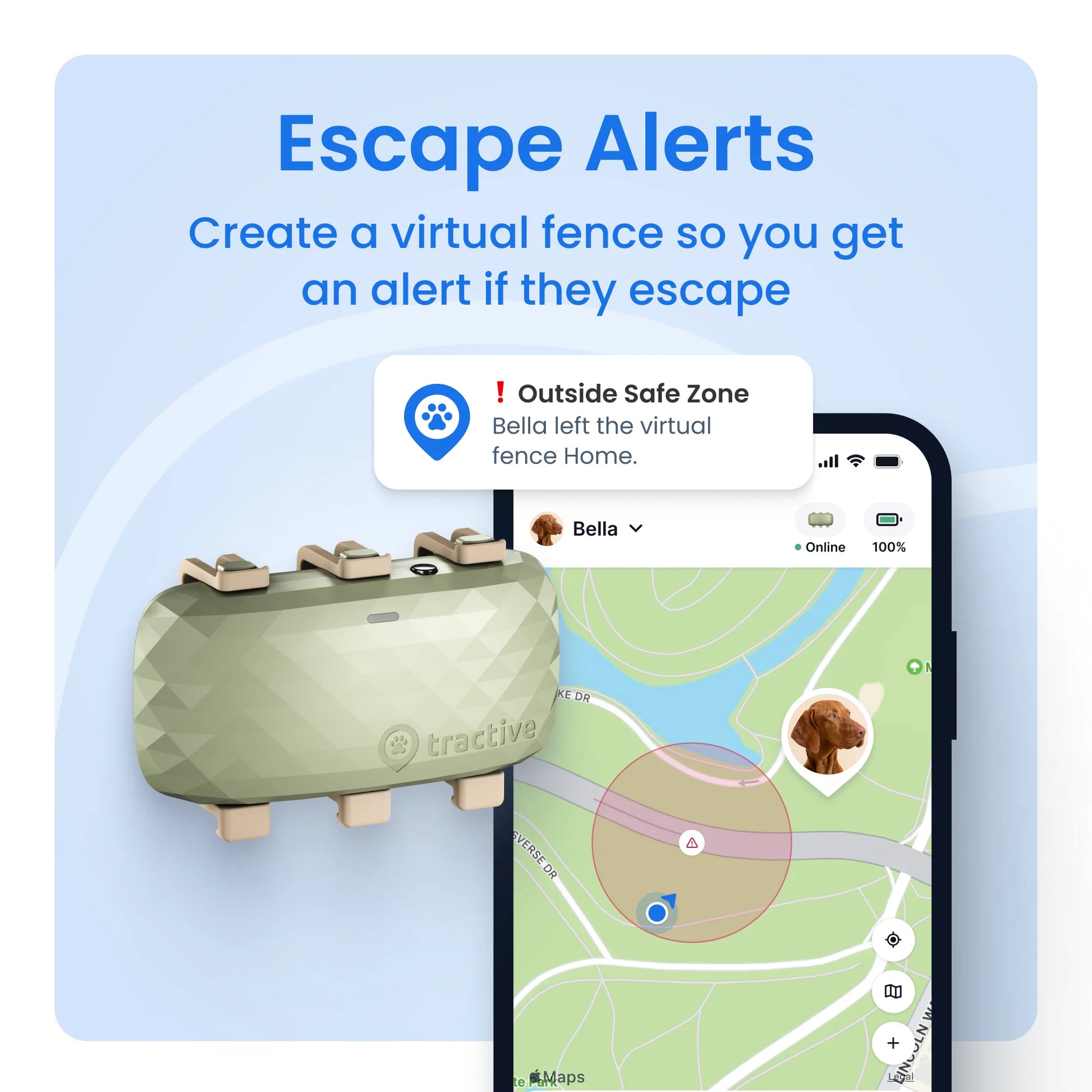 XL Smart Dog GPS Tracker with Vital Signs Monitoring (Green)