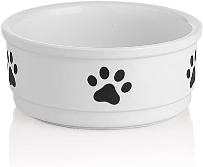 Ceramic Dog Bowls with Bone Pattern, Dog Food Dish for Large Dogs, Porcelain Pet Bowl for Water 70 Fl Oz (Gray)