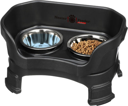 Neater Feeder Deluxe Small Mess Proof Feeder for Small Dogs & Cats, 1-1/2 Cup Food & 2-1/4 Cup Water Stainless Steel Bowls, Adjustable Height, Elevated, No Spill, Non-Tip, Non-Slip. Made in USA