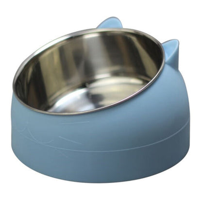 Cat Bowl Stainless Steel Tilted Raised Pet Food Feeder Slant Dish 200Ml