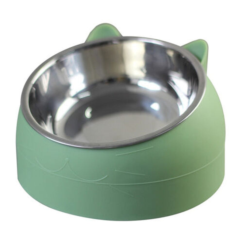 Cat Bowl Stainless Steel Tilted Raised Pet Food Feeder Slant Dish 200Ml