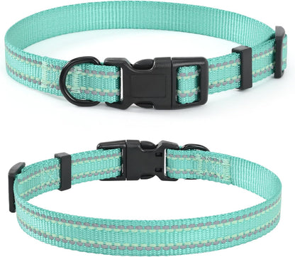 | Nylon Night Light Glow Collar for Medium Dogs | Reflective Band Cat Collar | Fluorescence Self-Luminescence Strap Puppy Collar | Safe Night Walk Collars for Dogs (Lime, S)