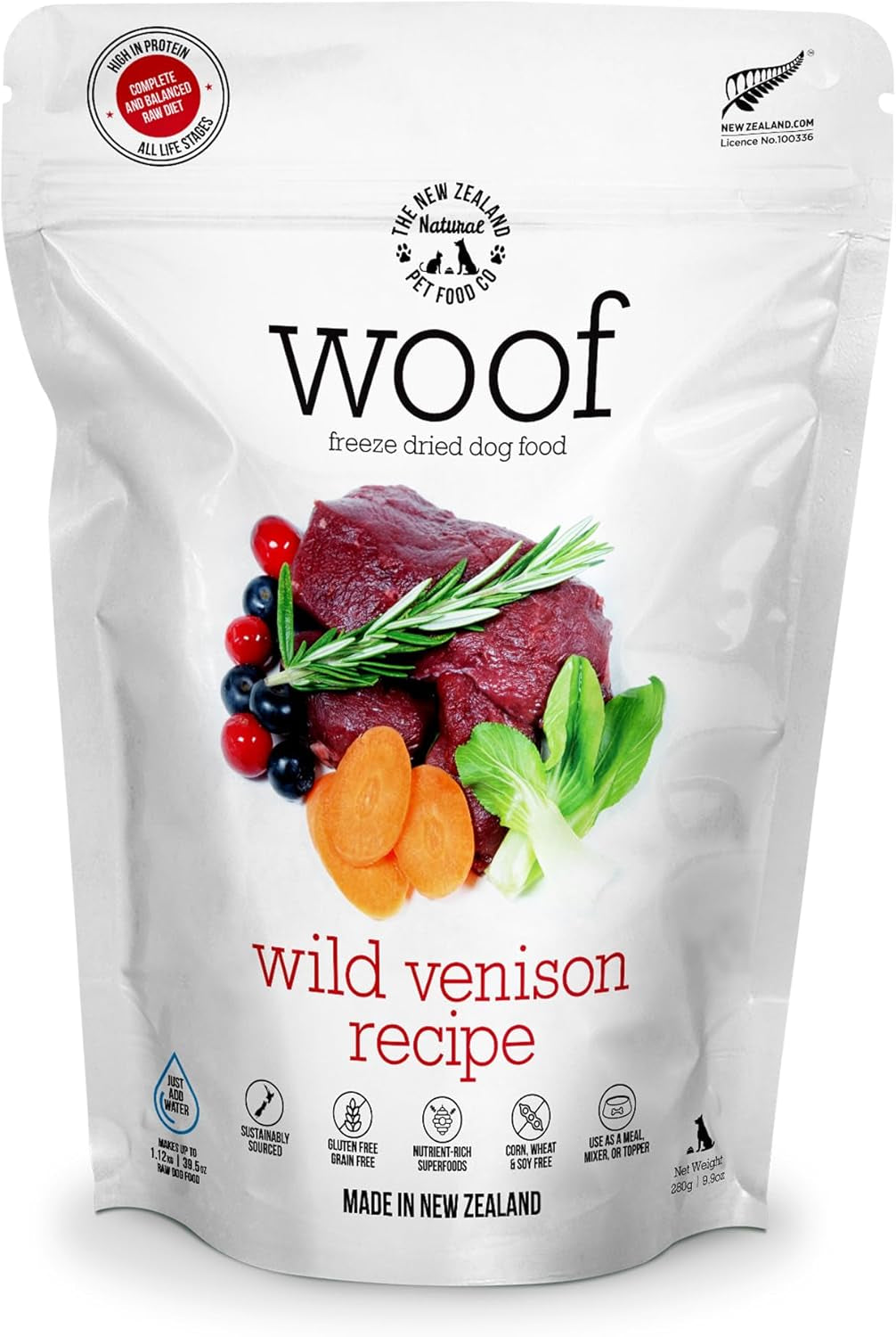 WOOF Freeze Dried Dog Food - Wild Brushtail Recipe, High Protein Dog Treats, Dog Food Toppers & Meals, 2.2 Lb