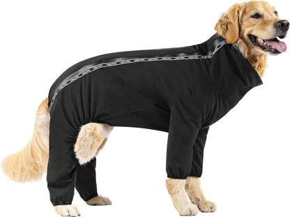 Dog Slush Suit Dog Bodysuit for Rain and Snow Full Body Dog Suit Water-Resistant Dog Onesie (Black, 16 (15-17" Back Length))