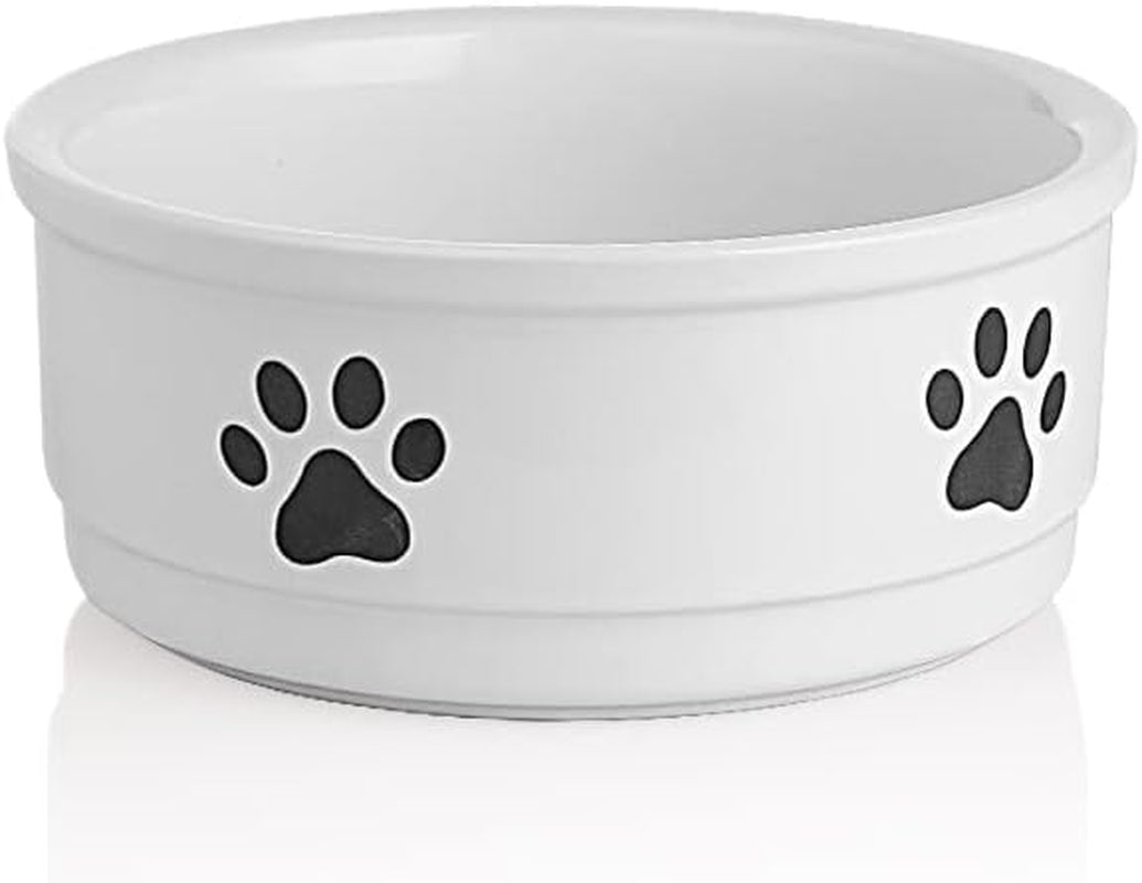 Ceramic Dog Bowls with Bone Pattern, Dog Food Dish for Large Dogs, Porcelain Pet Bowl for Water 70 Fl Oz (Gray)