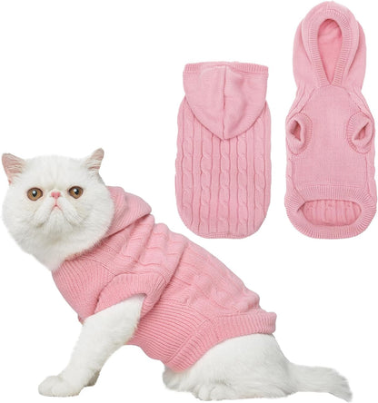 Winter Dog or Cat Sweater Coat - Soft Cold Weather Clothes Knitwear for Kitties & Small Dogs Indoor Outdoor Walking Warm, Knitted Classic for Doggies Kitties Girls Boys, Cream M