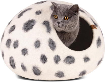 Cat Cave – Premium Felt Cat Bed for Indoor Cats, Handmade 100% Merino Wool (Light Shades) (Medium, Aquamarine)