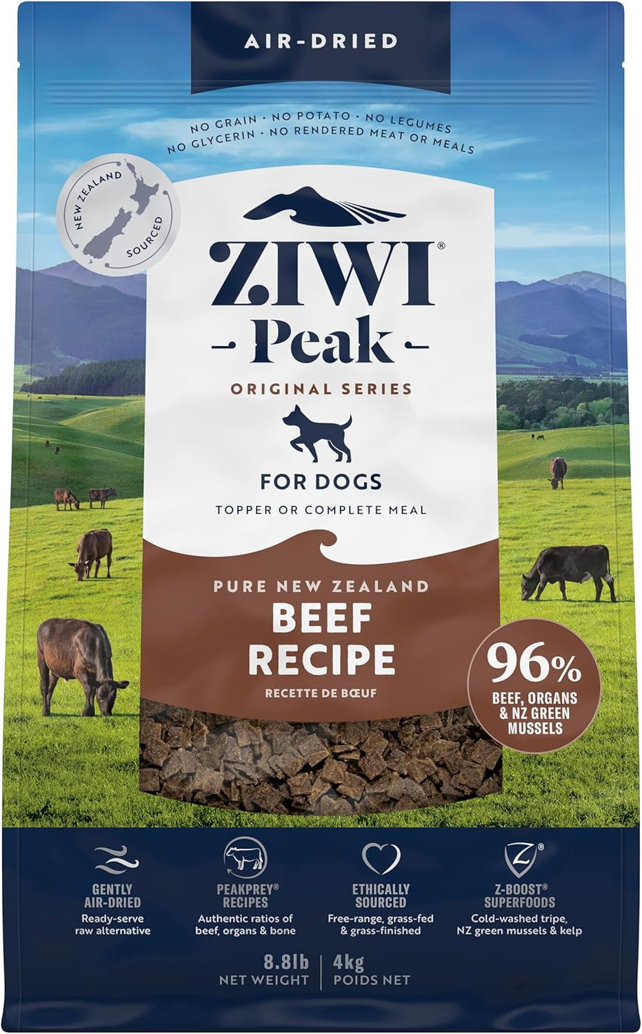 Peak Air-Dried Dog Food – Beef - All Natural, High Protein, Grain Free, Limited Ingredient W/ Superfoods (16Oz)