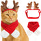 Christmas Cat Hats Costume, Santa Hat with Red Scarf for Cats Small Dogs, Rabbit Christmas Hat Outfit, Small Xmas Apparel for Statue, Toys Decoration