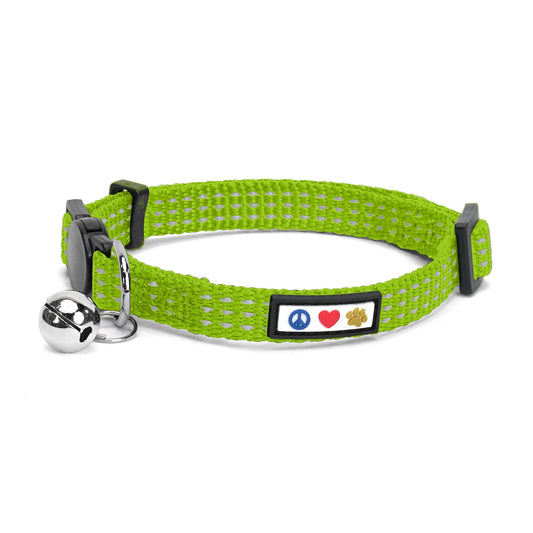 Reflective Cat Collar with Safety Buckle and Removable Bell Cat Collar Kitten Collar Green Cat Collar