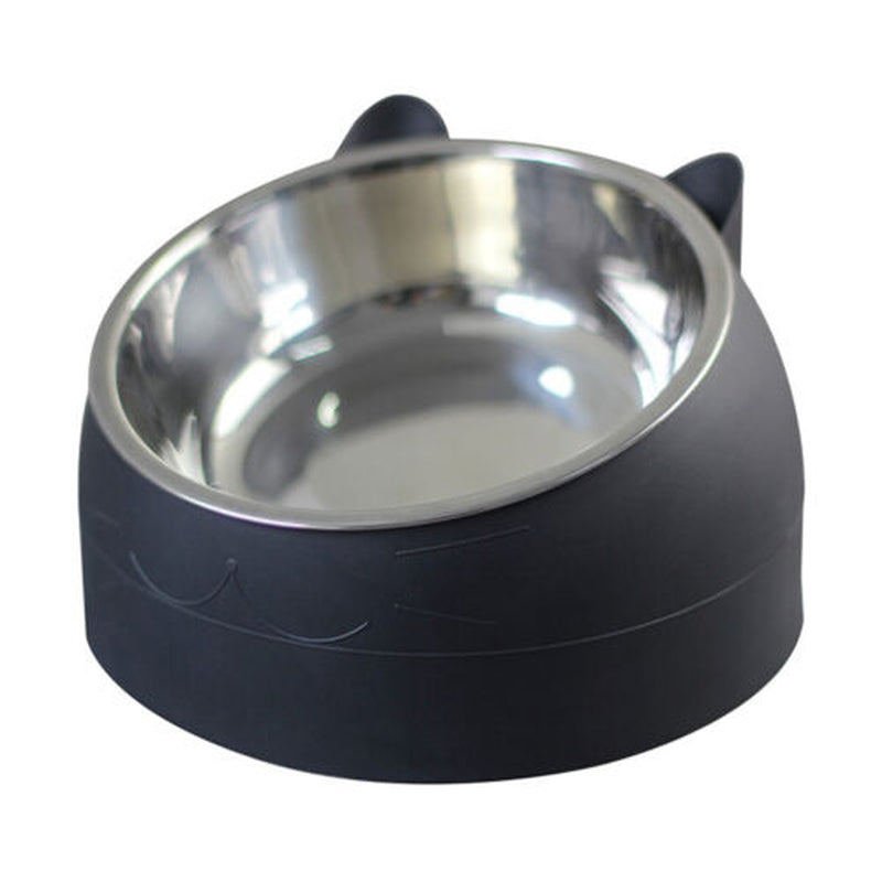 Cat Bowl Stainless Steel Tilted Raised Pet Food Feeder Slant Dish 200Ml