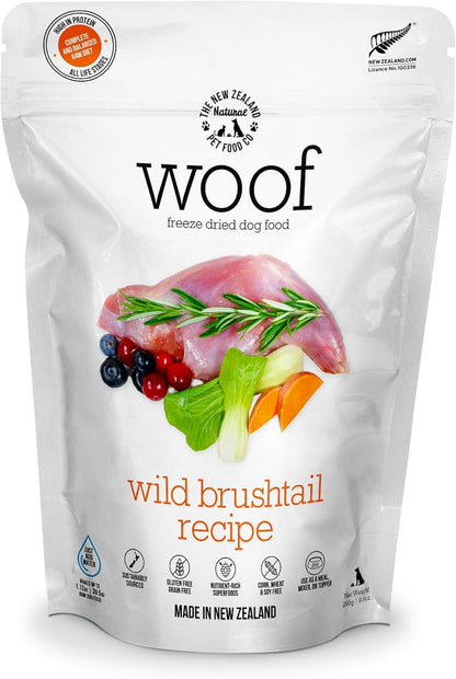 WOOF Freeze Dried Dog Food - Wild Brushtail Recipe, High Protein Dog Treats, Dog Food Toppers & Meals, 2.2 Lb