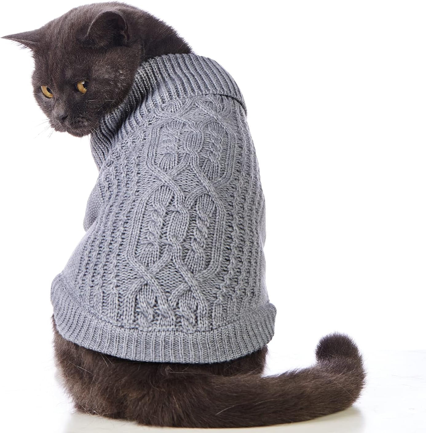 Cat Sweater 16 Color Turtleneck Knitted Sleeveless Dog Sweater Warm Winter Kitten Clothes Outfits for Cats or Small Dogs in Cold Season(Medium, Olive Green)