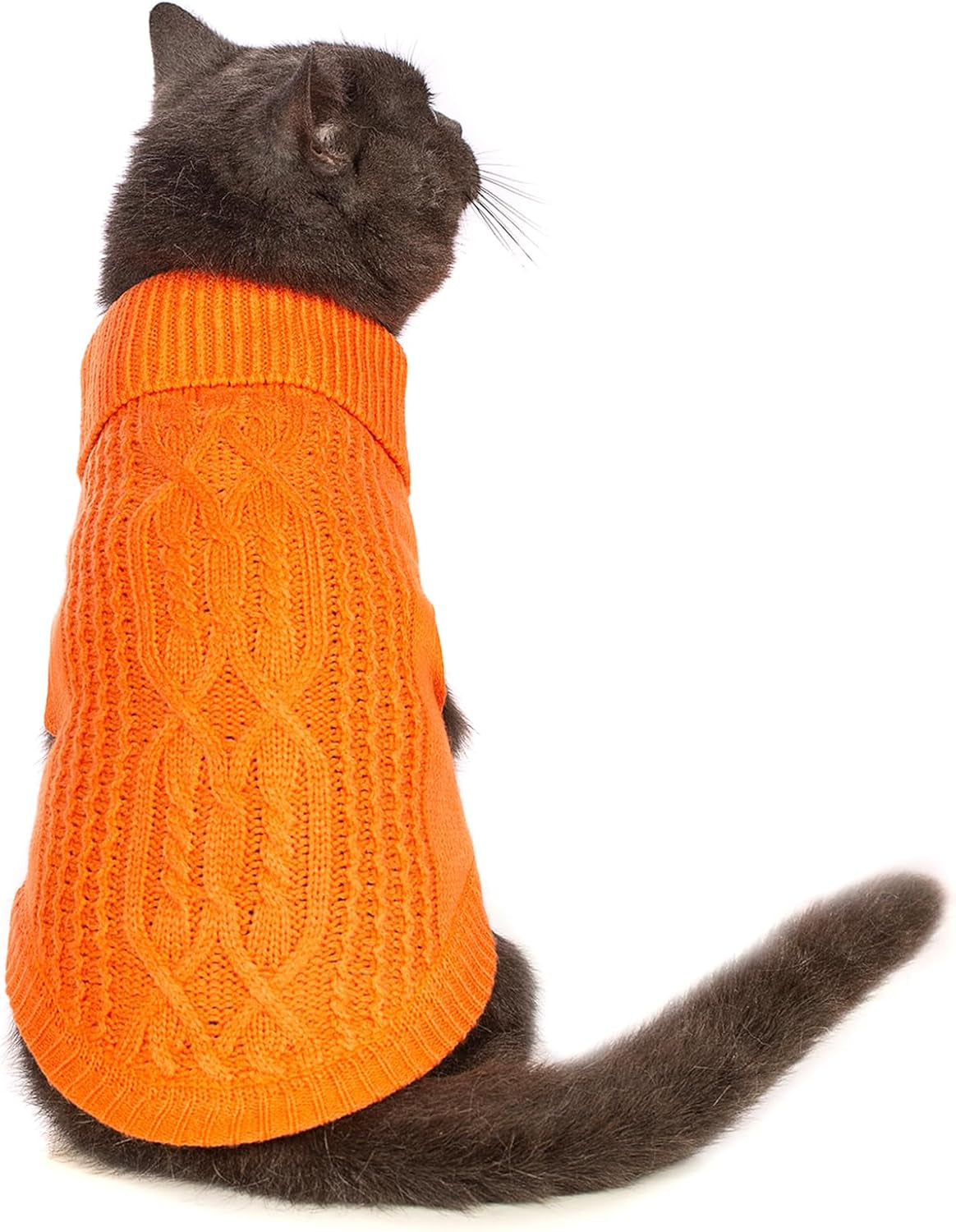 Cat Sweater 16 Color Turtleneck Knitted Sleeveless Dog Sweater Warm Winter Kitten Clothes Outfits for Cats or Small Dogs in Cold Season(Medium, Olive Green)