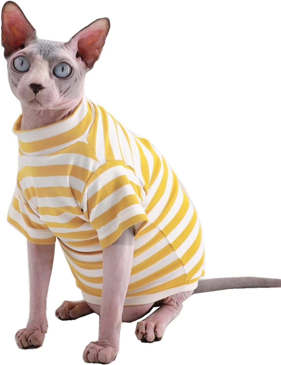 Sphynx Hairless Cat Red Stripe Breathable Summer Cotton T-Shirts Pet Clothes,Round Collar Vest Kitten Shirts Sleeveless, Cats & Small Dogs Apparel (XL (8.8-11 Lbs), Red Stripes)