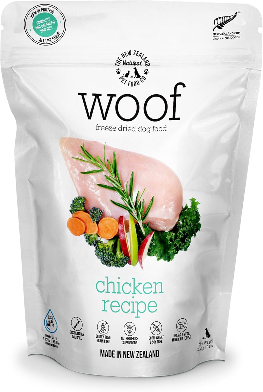 WOOF Freeze Dried Dog Food - Wild Brushtail Recipe, High Protein Dog Treats, Dog Food Toppers & Meals, 2.2 Lb