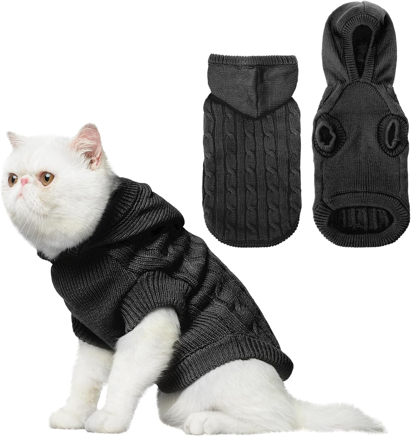 Winter Dog or Cat Sweater Coat - Soft Cold Weather Clothes Knitwear for Kitties & Small Dogs Indoor Outdoor Walking Warm, Knitted Classic for Doggies Kitties Girls Boys, Cream M