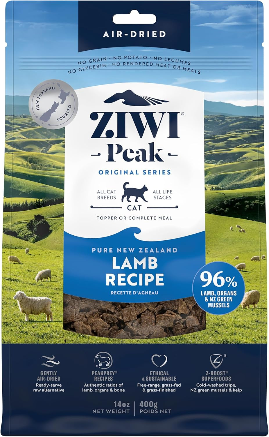 Peak Air-Dried Cat Food – Beef - All Natural, High Protein, Grain Free, Limited Ingredient W/ Superfoods (14Oz)