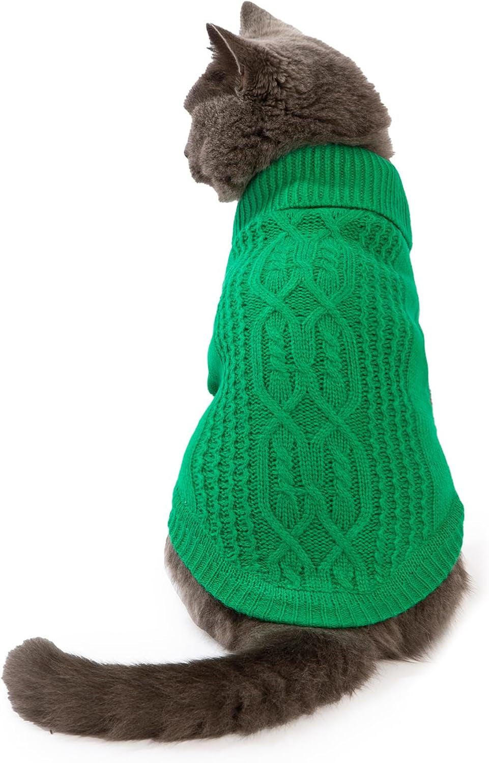 Cat Sweater 16 Color Turtleneck Knitted Sleeveless Dog Sweater Warm Winter Kitten Clothes Outfits for Cats or Small Dogs in Cold Season(Medium, Olive Green)