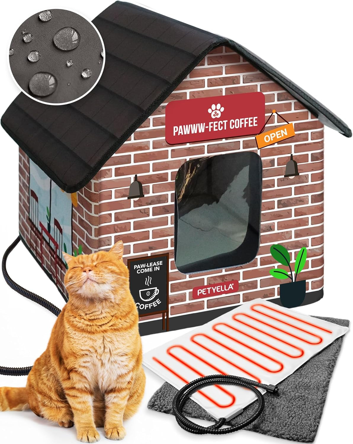 Weatherproof Heated Cat House for Outdoor Cats in Winter - Easy to Assemble Outdoor Heated Cat House