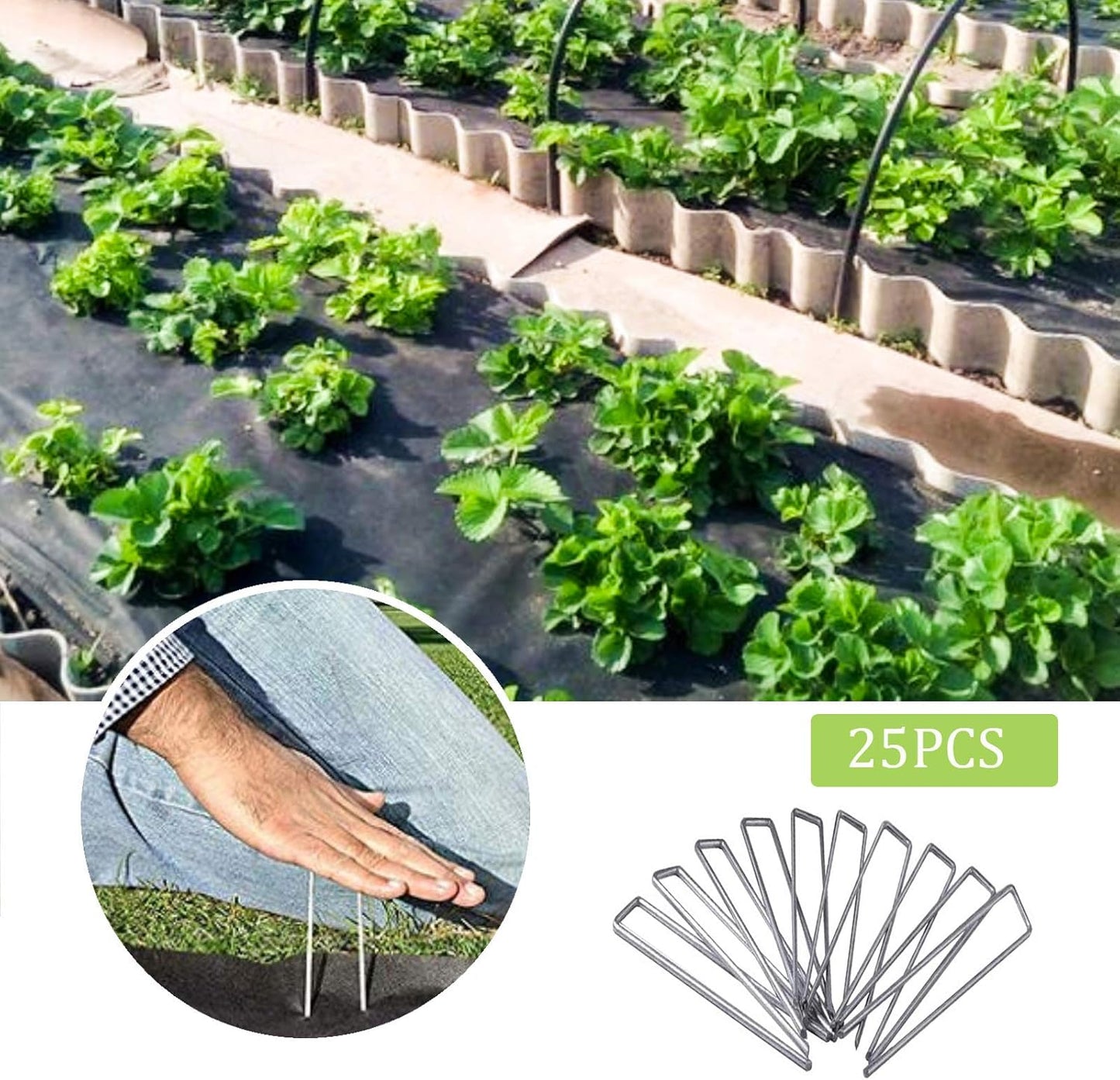 6 Inch Galvanized Garden Landscape Staples Stakes, 25 50 100 PCS Anti-Rust Garden Staples U-Shaped Landscape Pins for Secure Lawn Fabric (25, 6 Inch)