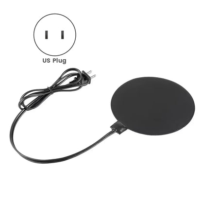 24.5Cm Poultry Water Heater Chicken Water Heater Base 60W Deicer Heated Base Chicken Drinker Heated Pad US Plug Durable Black